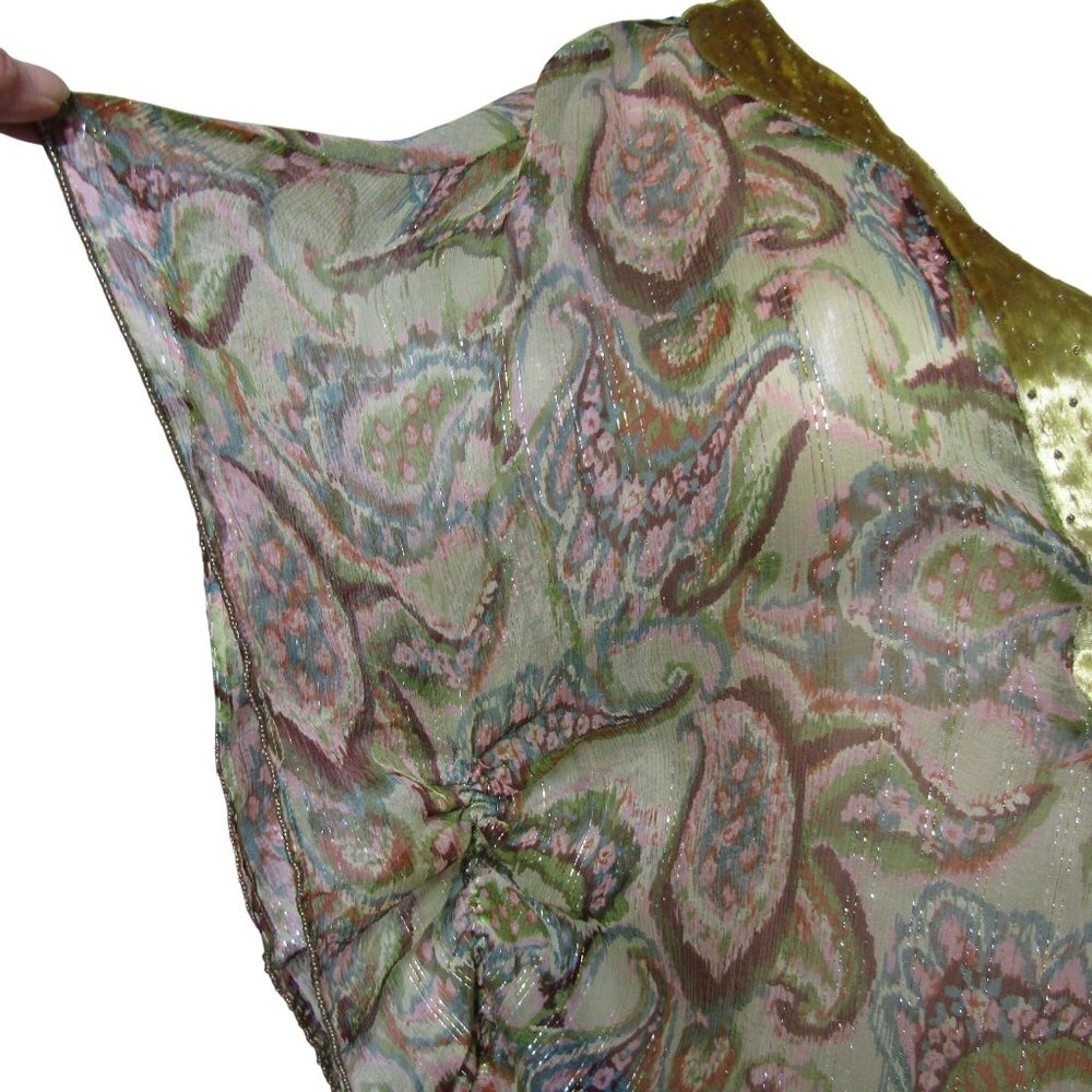 3.1 PHILLIP LIM SHEER Silk Metallic Oversize Ruched Boho Floral Glam Fairy Top 2 - Picture 5 of 9